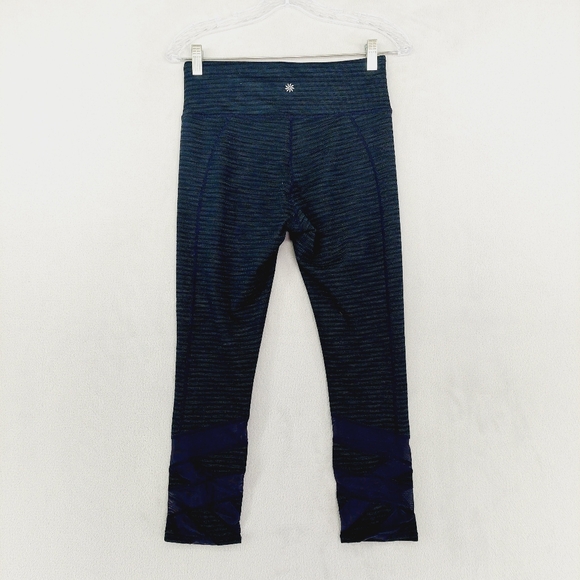 Athleta Jacquard Mantra Knit Capri Mesh Leggings Navy Blue P158 - Picture 5 of 9
